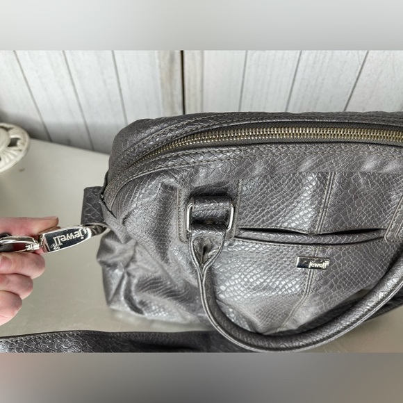 Jewell Thirty-One Large Tote Purse Shoulder Bag Gray Snakeskin Vegan Leather - Picture 2 of 7